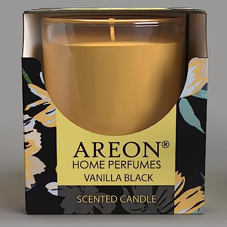 areon Premium Collection Scented Candle in Glass Burn Time up to 25 Hours Vanilla Black