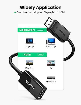 يوجرين DP ذكر إلى HDMI أنثى 4K * 2K 60 هرتز 25 سم