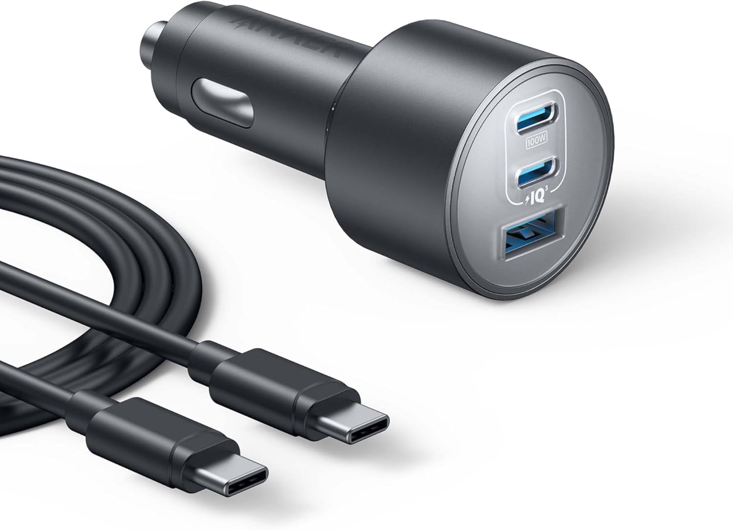 شاحن سيارة أنكر 167.5 واط بثلاثة منافذ USB-C – 100 واط + 45 واط + 22.5 واط