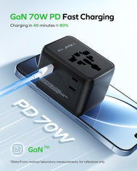 MOMAX GaN 70W 7-in-1 Travel Adapter – USB-C PD 200+ Countries
