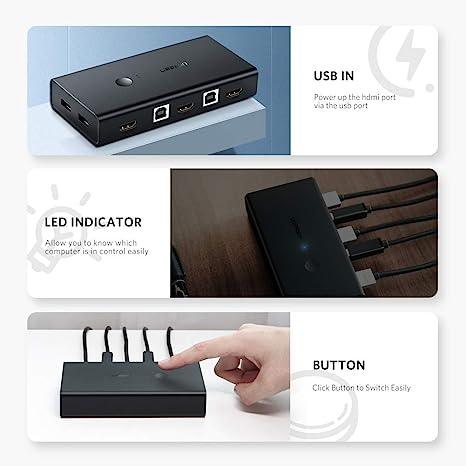 UGREEN HDMI Switch Box 2 In 1 Out KVM Switching