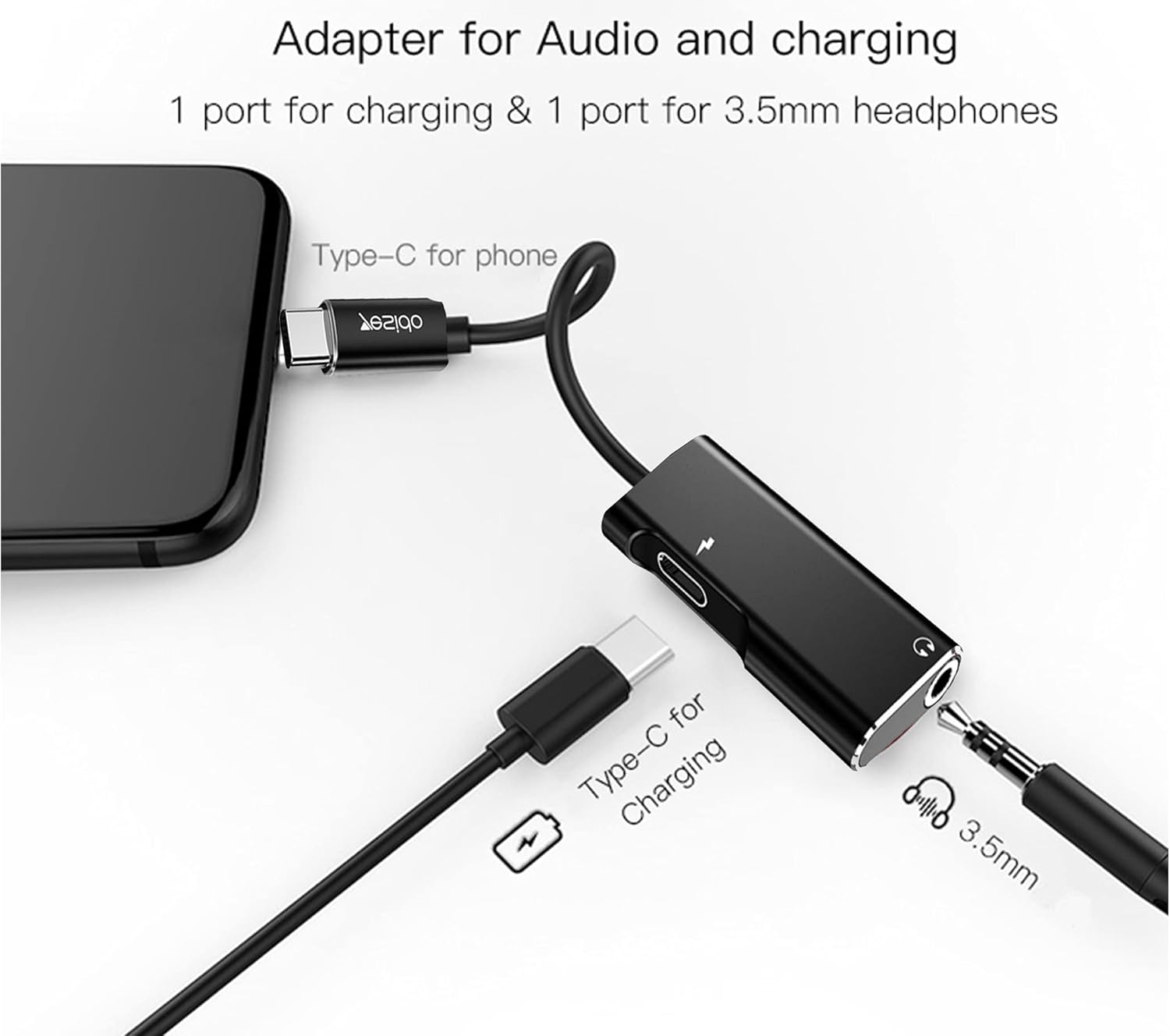 YESIDO USB-C Fast Charge Audio Adapter for Type-C Devices