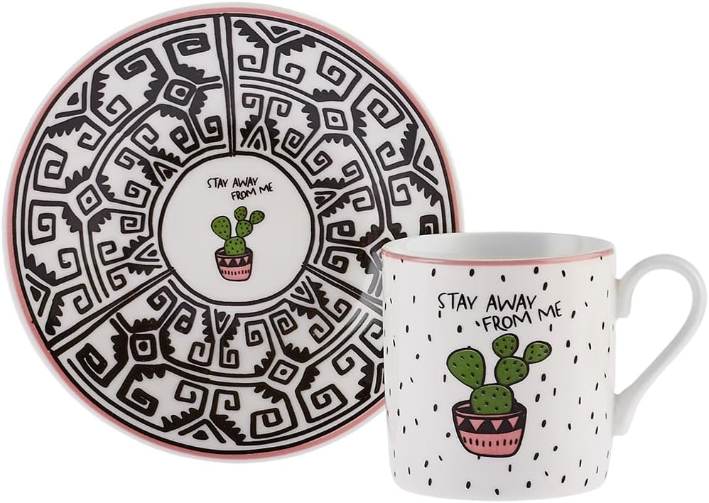 Karaca Cactus 6 Coffee Cups Set 80ml Modern Design Karaca Cactus 6 Coffee Cups Set 80ml Modern Design