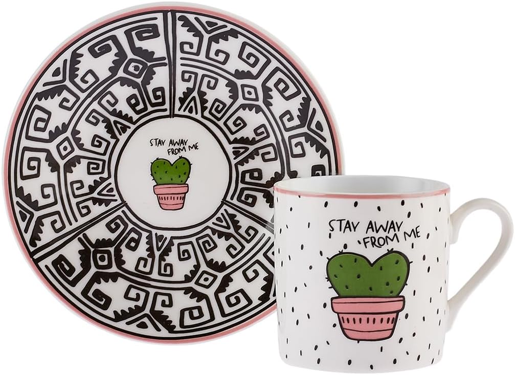 Karaca Cactus 6 Coffee Cups Set 80ml Modern Design Karaca Cactus 6 Coffee Cups Set 80ml Modern Design
