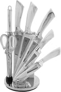 Royalford 8-Piece Knife Set with Rotating Stand – White