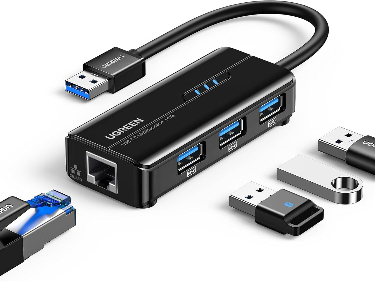 UGREEN USB 3.0 Hub with Gigabit Ethernet Adapter – 3 USB Ports + LAN