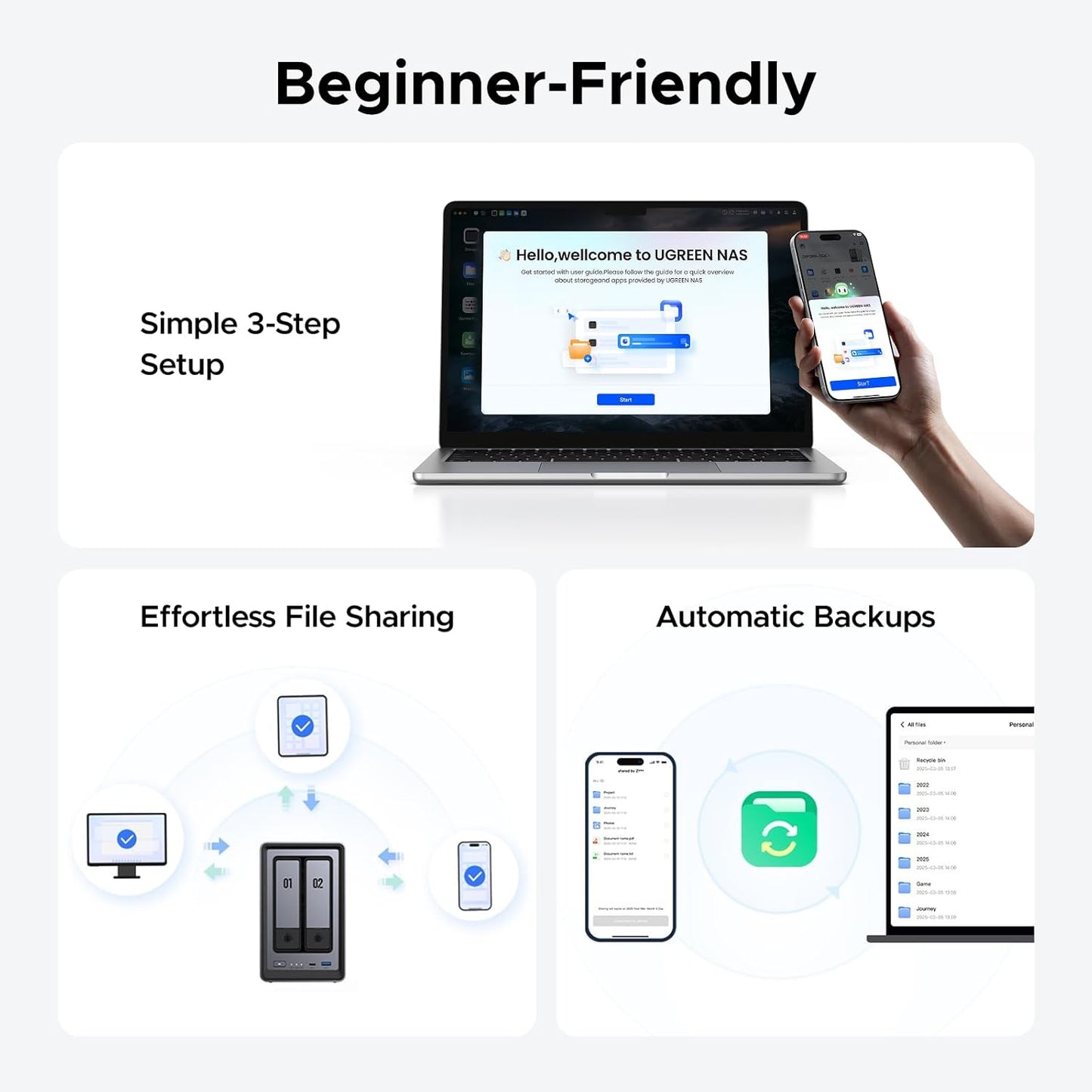 UGREEN NASync DXP2800 جهاز تخزين شبكي قوي بفتحتين