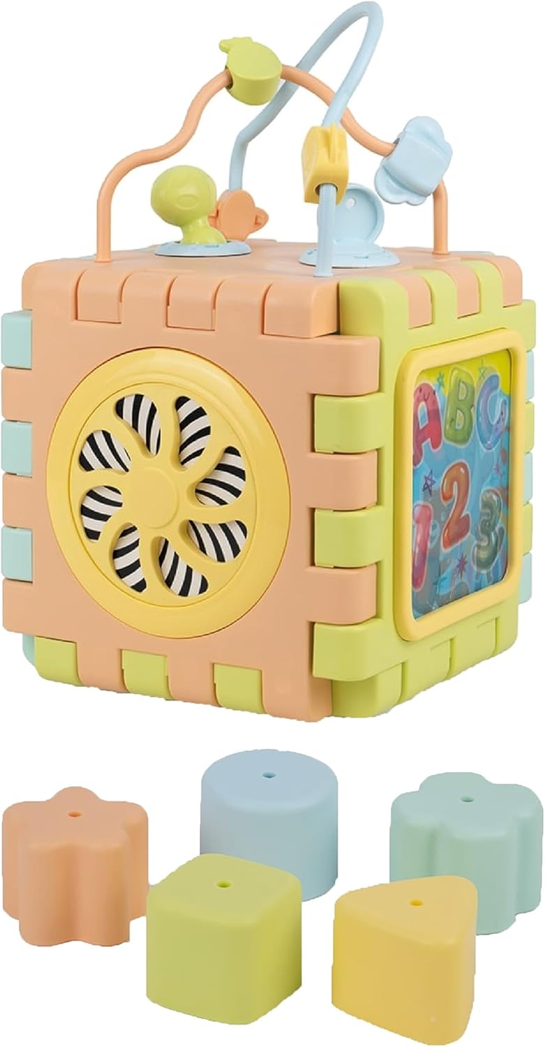 DOLU 2-in-1 Educational Cube & Puzzle Activity Toy for Toddlers 12M+