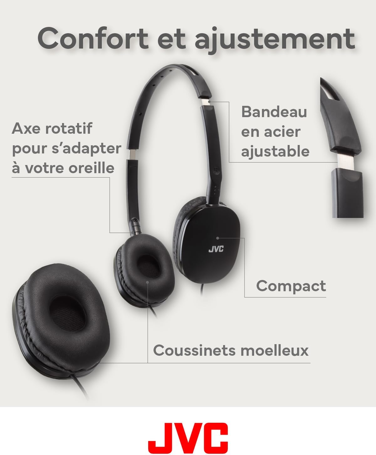 JVC Flats Lightweight Foldable On-Ear Headphones with Mic JVC Flats Lightweight Foldable On-Ear Headphones with Mic