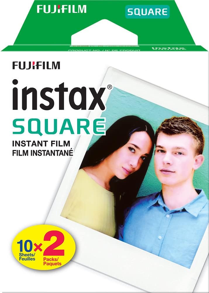 مجموعة طابعة فوجي فيلم Instax Square Link Wide Instant Printer مع فيلم كاميرا Instax One Pack 20-Exposures (3 عناصر)