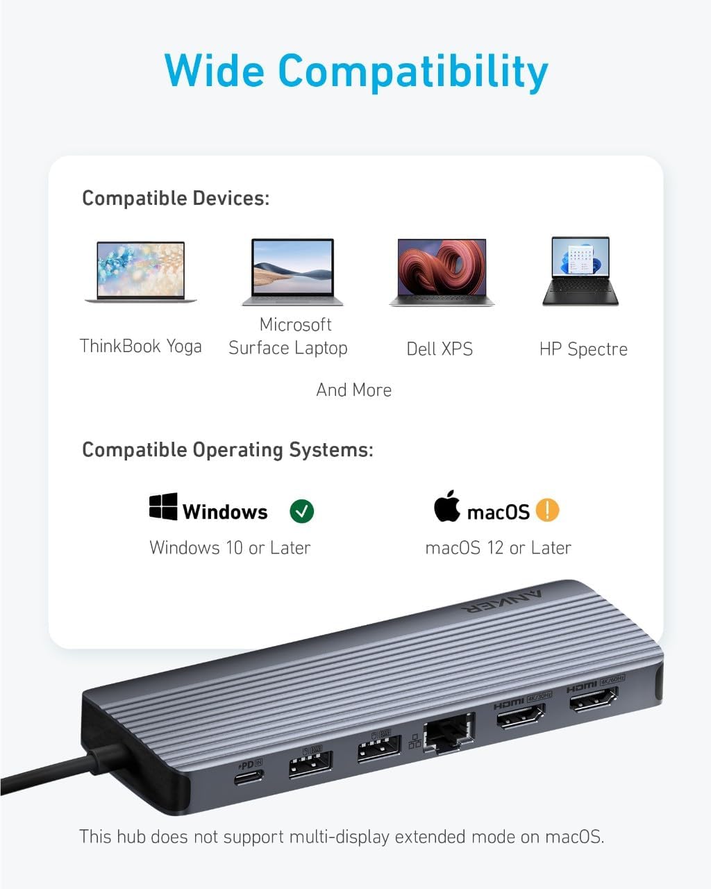 Anker Triple Display USB-C Hub 14 in 1 4K@60Hz HDMI with 100W Max Power Delivery