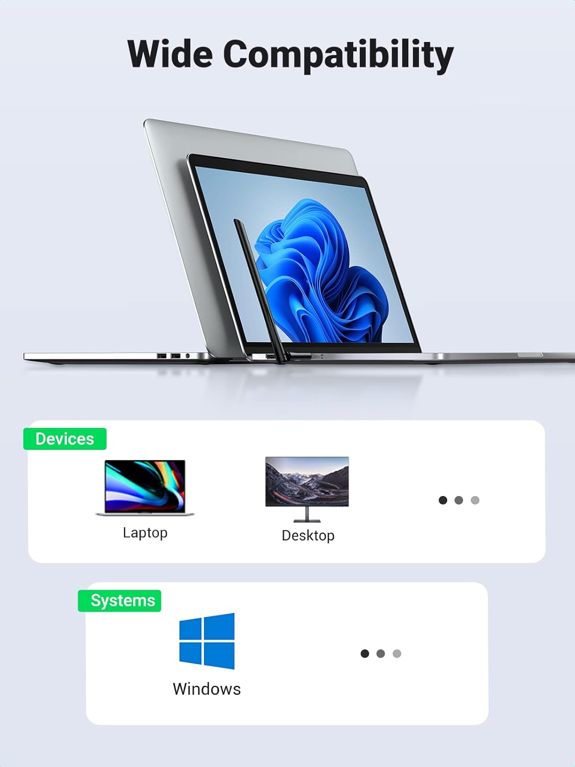 UGREEN AC650 USB WiFi Adapter with 6dBi Antenna – Dual Band