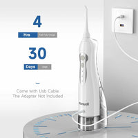 Mornwell Portable 3 Modes 4 Jet Tips IPX7 Waterproof Water Flosser – White