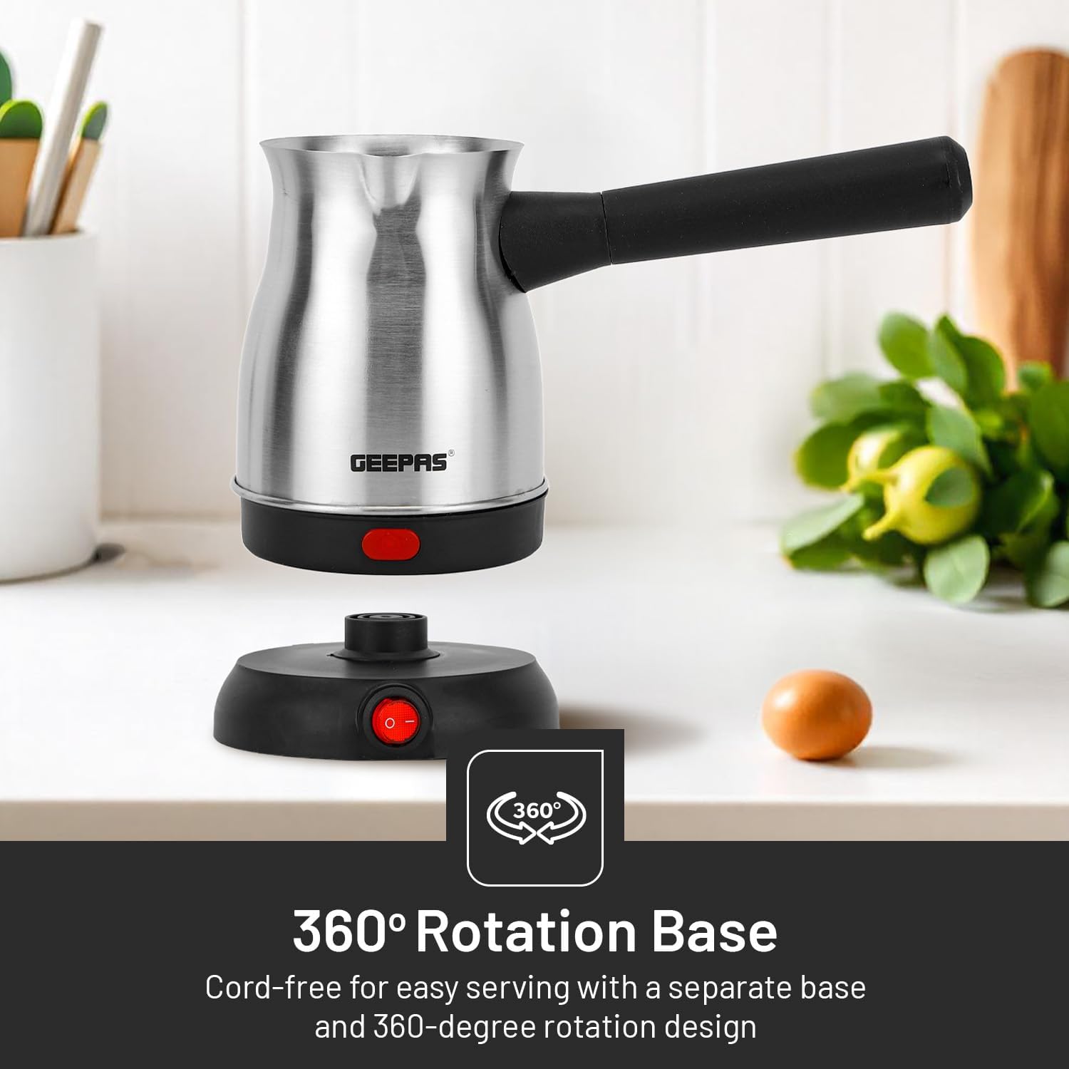 Geepas Electric Turkish Coffee Maker | Stainless Steel | 0.8L | GK38050