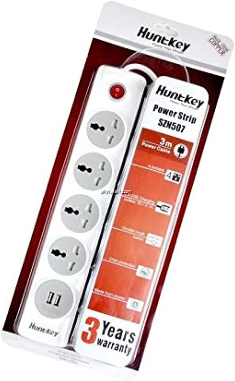 Huntkey Power Strip 4 Universal Outlets & USB Charging