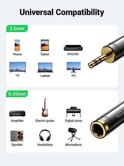 UGREEN 3.5mm Male to 6.35mm Female Adapter 1pcs