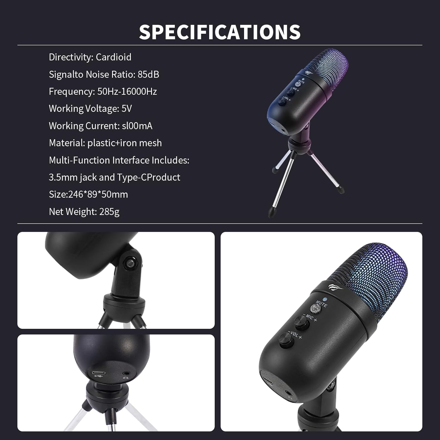 HAVIT High-Quality Recording Microphone with RGB Lighting HAVIT High-Quality Recording Microphone with RGB Lighting