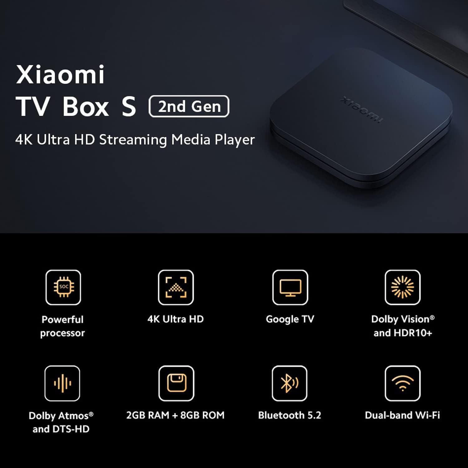Xiaomi TV Box S (2nd Gen) 4K Chromecast Streaming Media Player Google