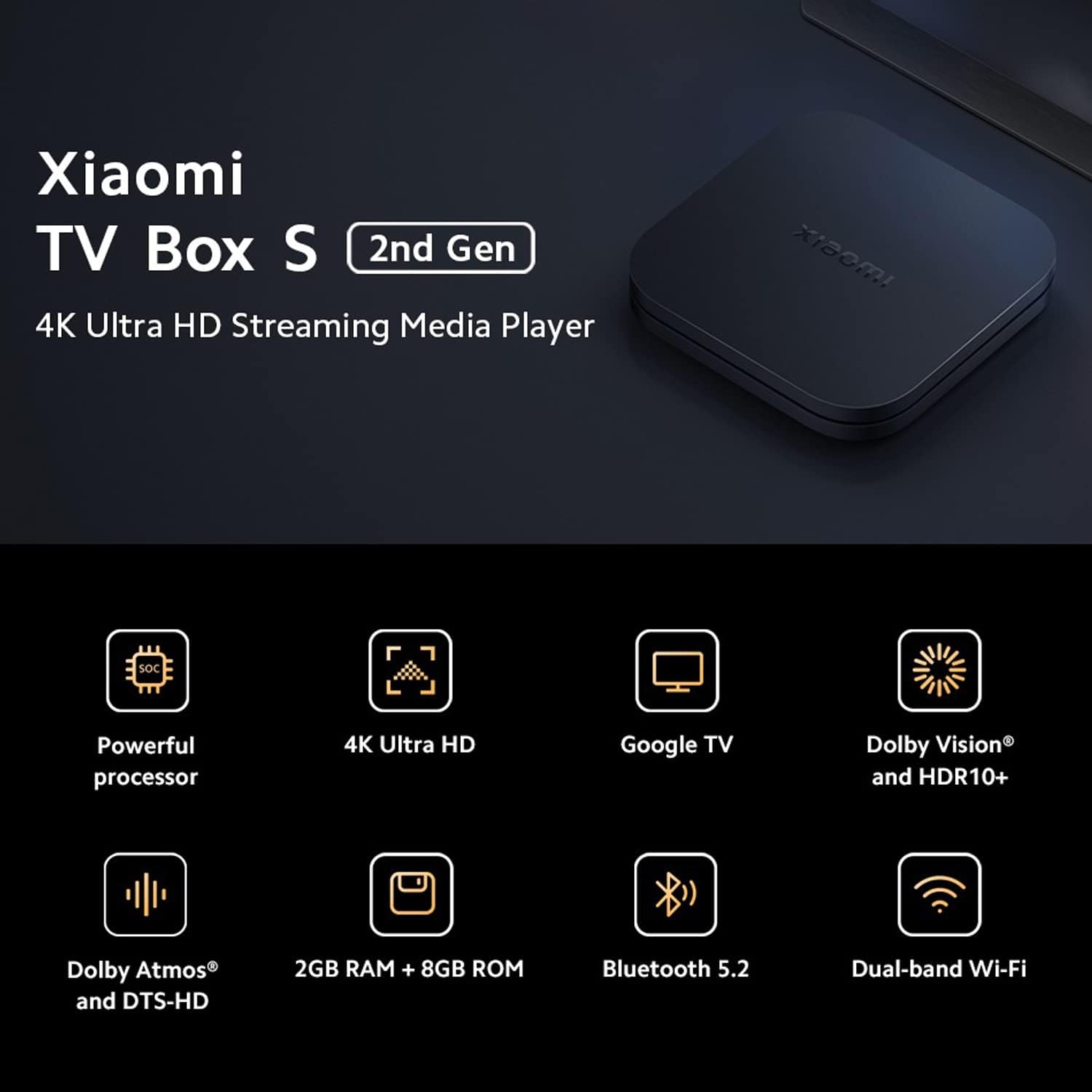 Xiaomi TV Box S (2nd Gen) 4K, Chromecast, Streaming Media Player, Google TV