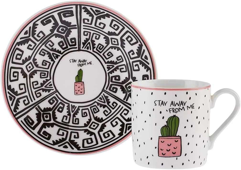 Karaca Cactus 6 Coffee Cups Set 80ml Modern Design Karaca Cactus 6 Coffee Cups Set 80ml Modern Design