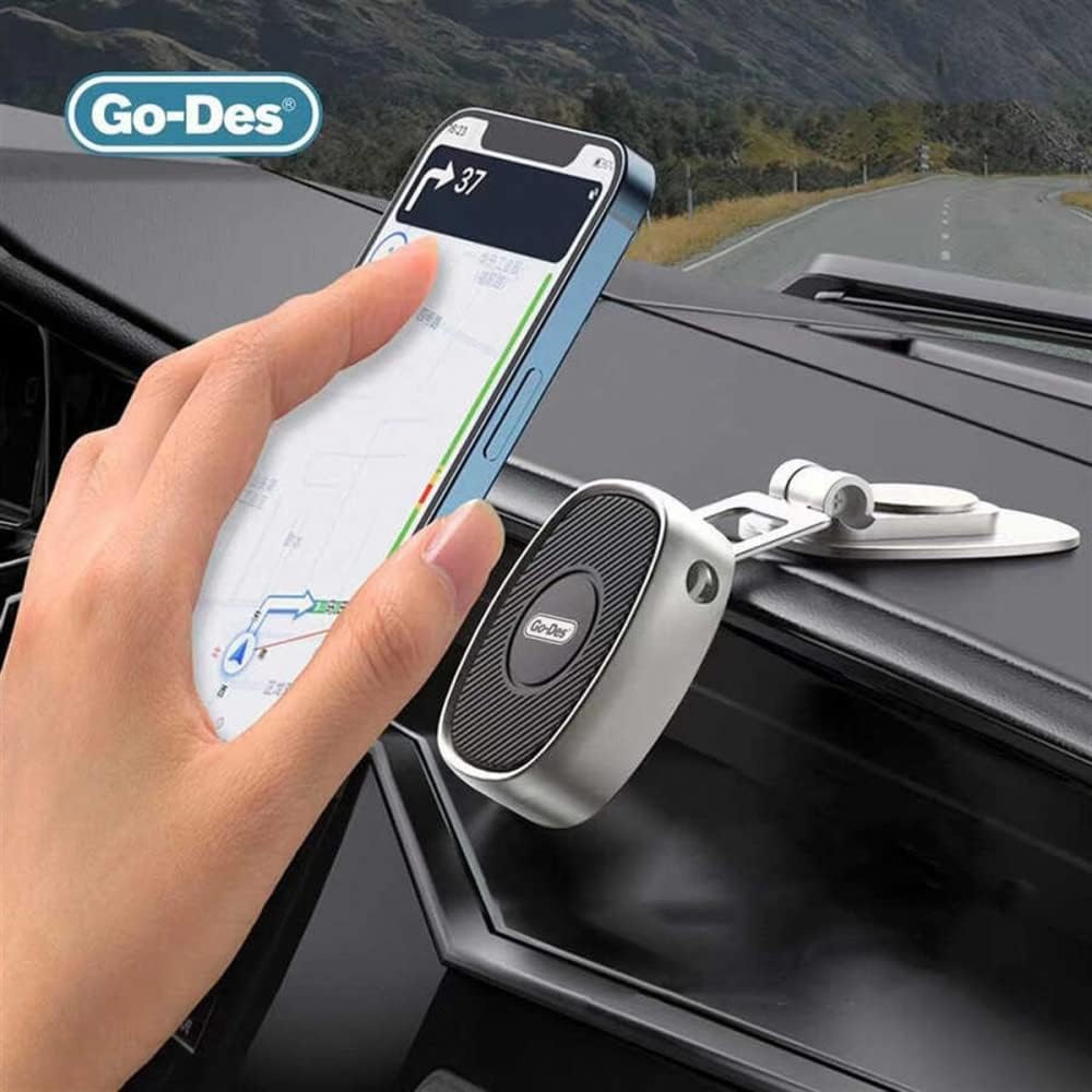 Go-Des Folding Magnetic Car Phone Holder 360° Rotating Highly Adjustable Mobile Phone Holder