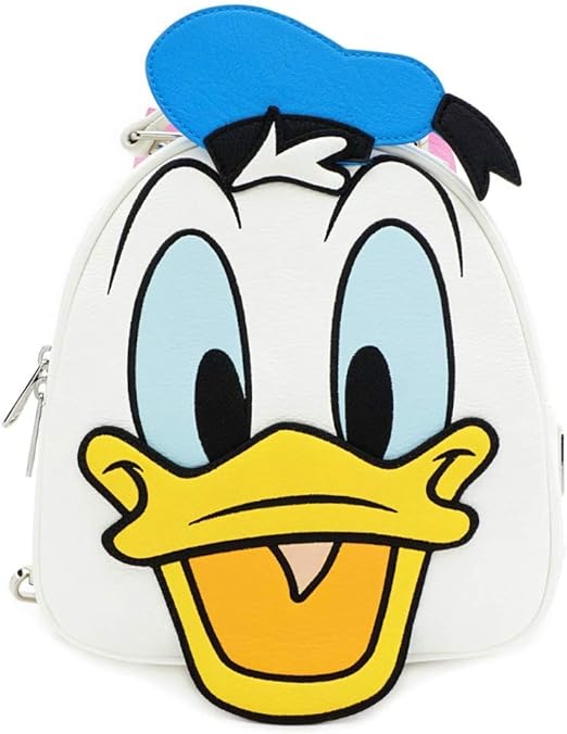 من فانكو Donald Duck Backpack Daisy Reversible Mini Backpack حقيبة من الجلد الصناعي مع تفاصيل مزخرفة