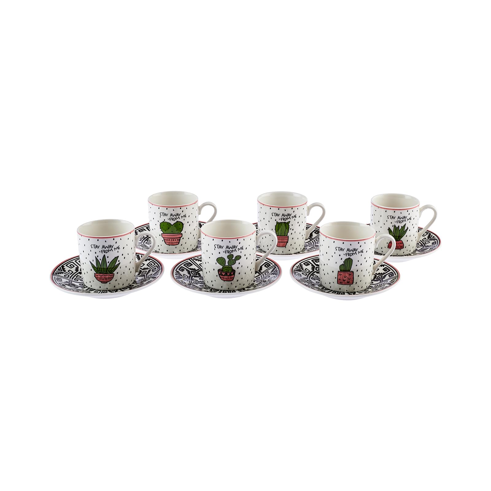 Karaca Cactus 6 Coffee Cups Set 80ml Modern Design Karaca Cactus 6 Coffee Cups Set 80ml Modern Design