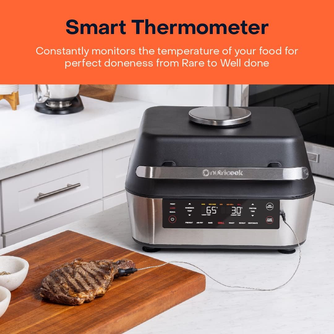 Nutricook Smart Indoor Grill & Airfryer XL 8.5L - Black & Silver Nutricook Smart Indoor Grill & Airfryer XL 8.5L - Black & Silver