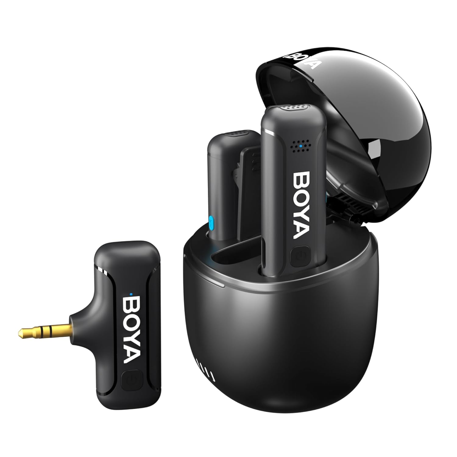 Boya Wireless Microphone System with 1 Receiver 2 Transmitters Charging Box Boya Wireless Microphone System with 1 Receiver 2 Transmitters Charging Box