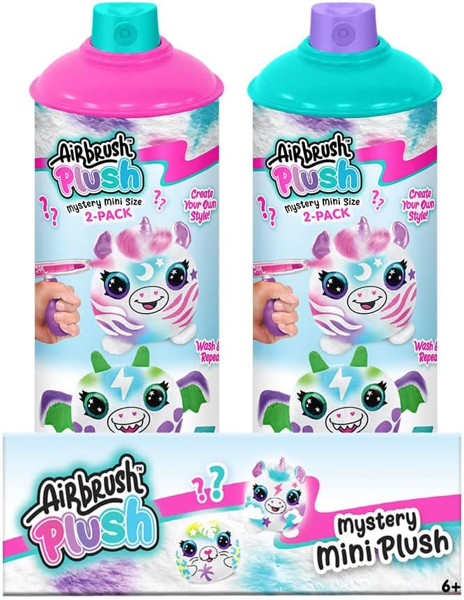 Canal Toys Airbrush Plush Mini Mystery 2 Pack | Customize & Decorate Your Own Plushies