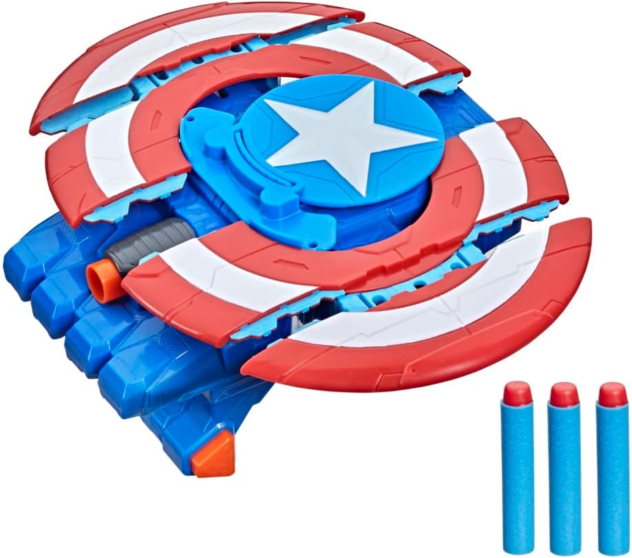 Hasbro Captain America Mech Strike Shield with 3 NERF Darts Hasbro Captain America Mech Strike Shield with 3 NERF Darts