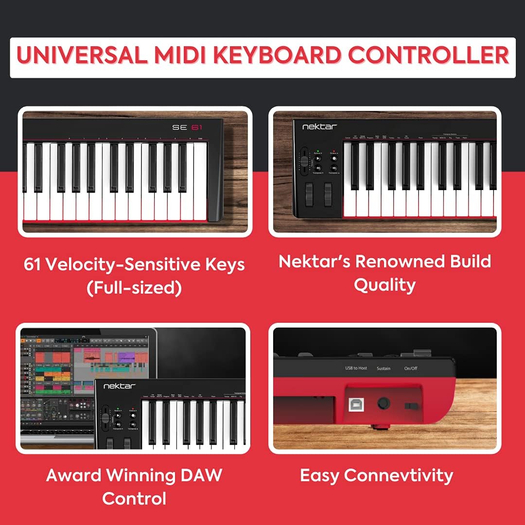 Nektar USB MIDI Controller Keyboard DAW Integration - Black