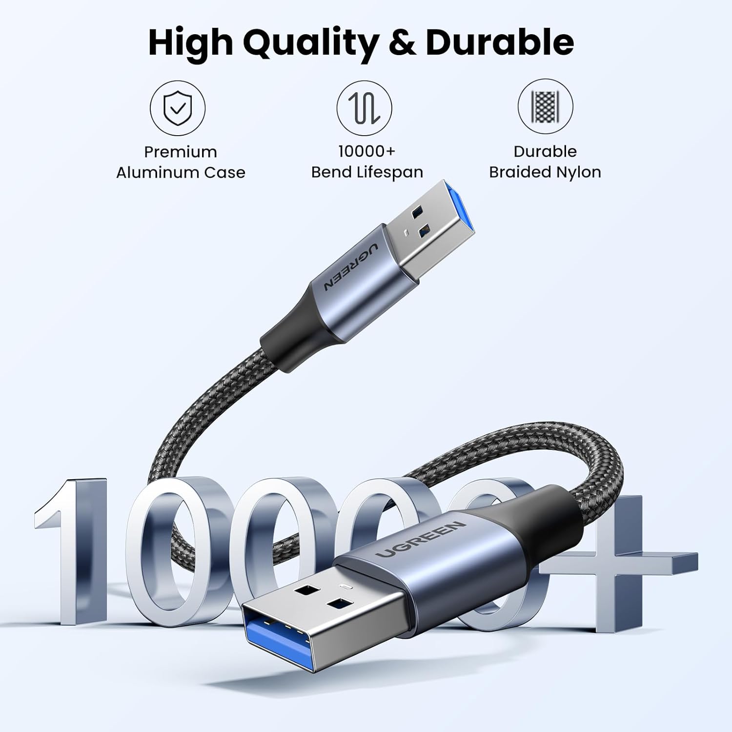 UGREEN USB 3.0 A to A Cable 2M – High-Speed 5Gbps Braided