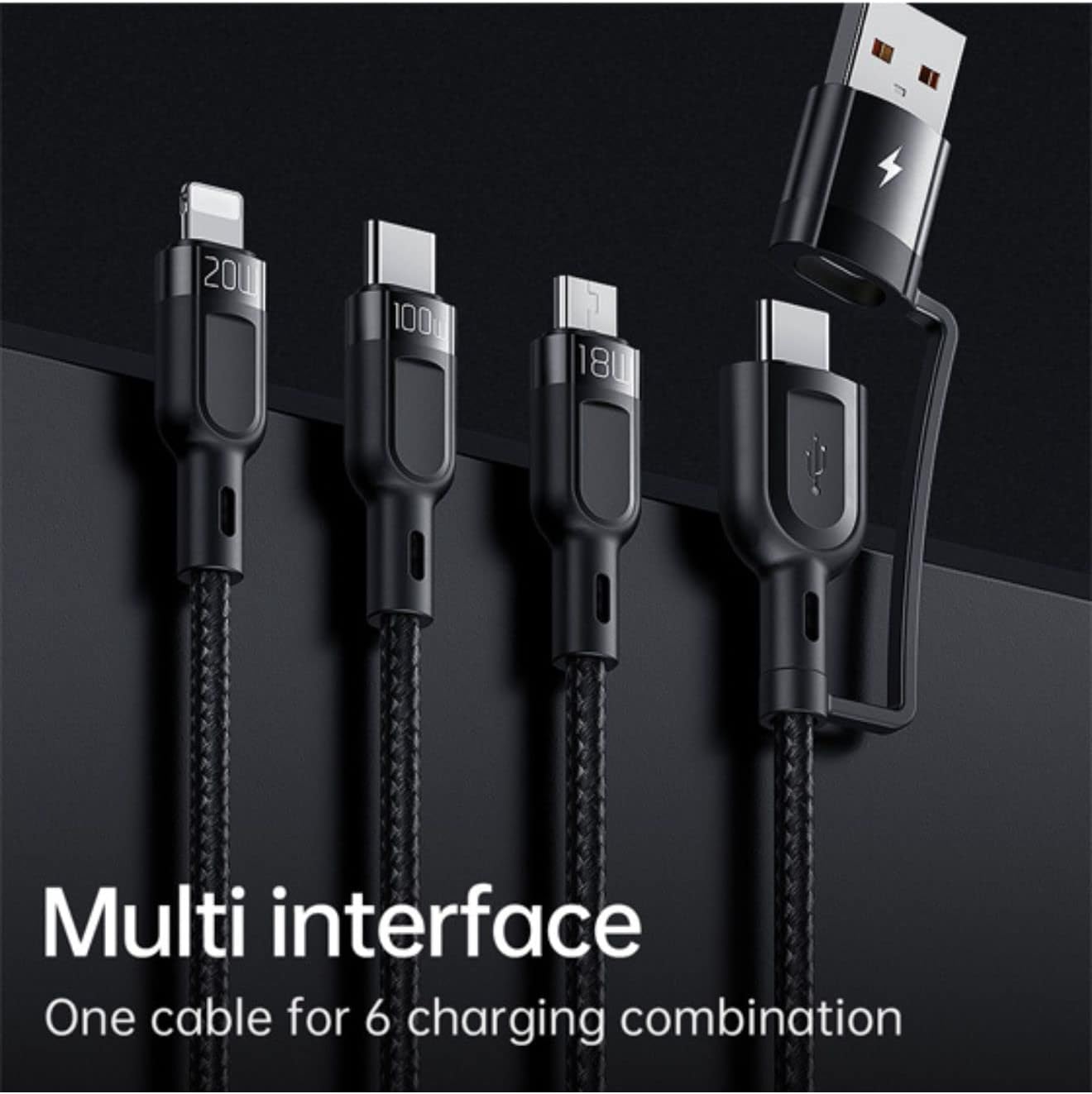 Mcdodo 2 In 3 100W Fast Charging PD Cable 1.2m for Multiple Devices - Black Mcdodo 2 In 3 100W Fast Charging PD Cable 1.2m for Multiple Devices - Black