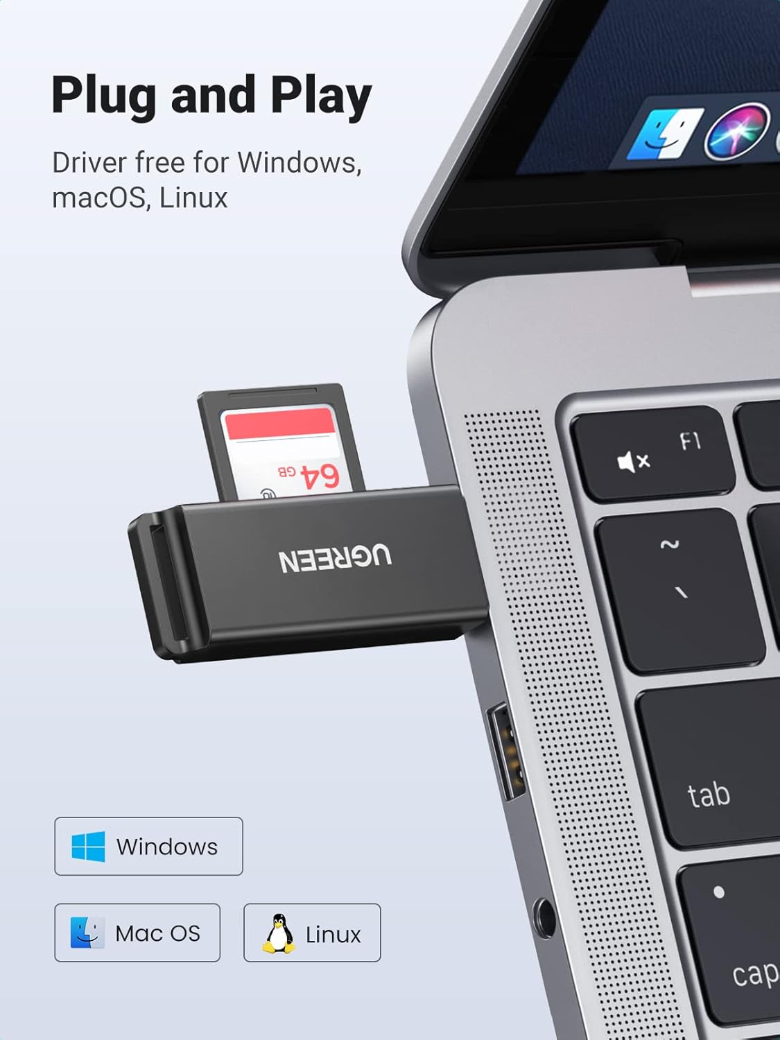UGREEN USB 3.0 SD Card Reader – Dual Slot, High-Speed, Compact