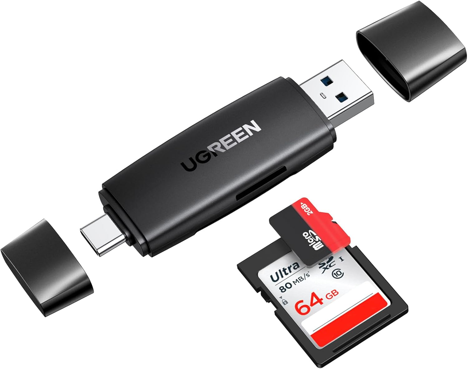 UGREEN قارئ كروت USB 3.0 + Type-C يدعم SD وTF في آن واحد