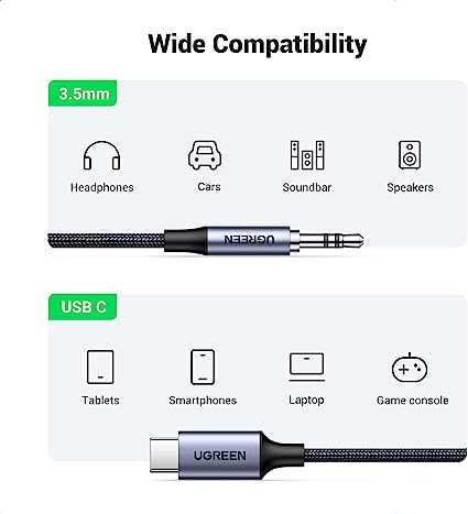 UGREEN USB-C Male to 3.5mm Male Cable with Chip 1m
