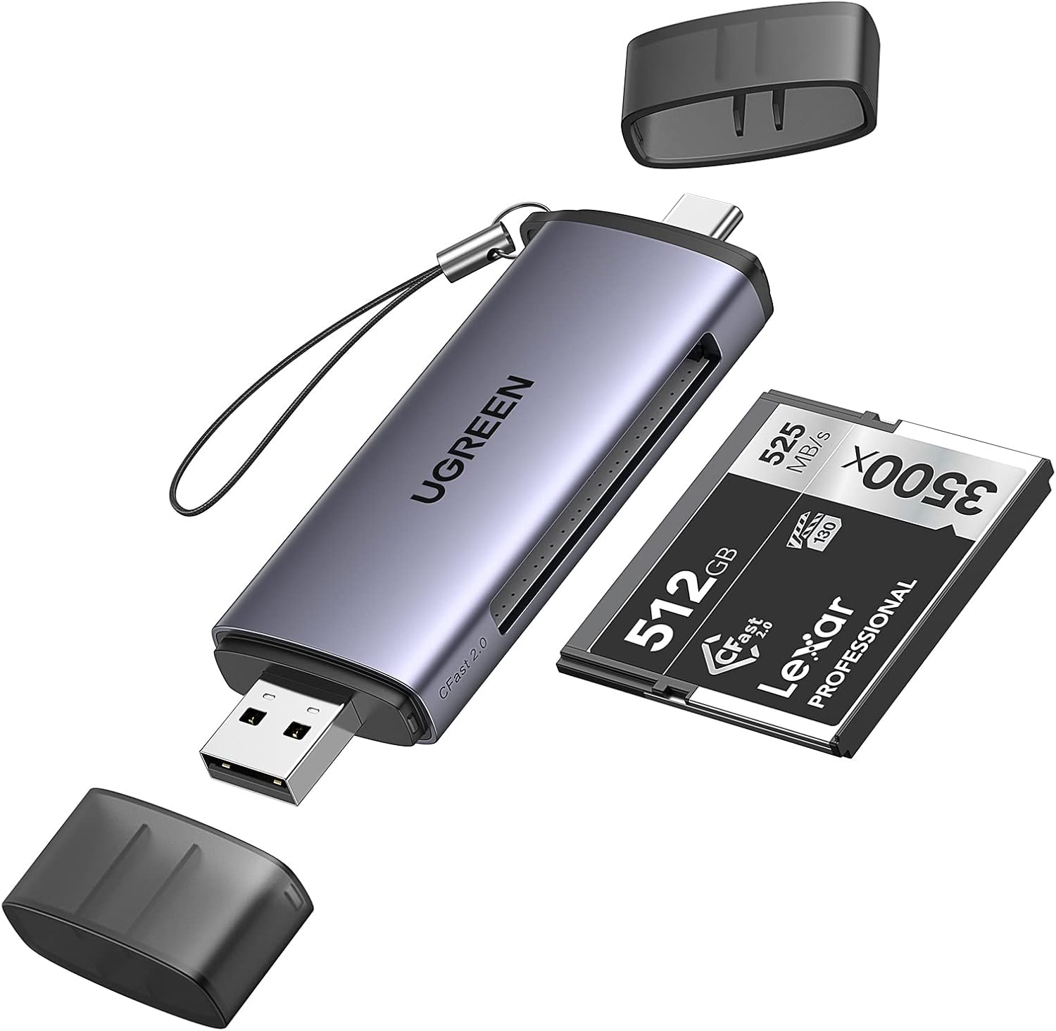 قارئ كروت UGREEN CFast 2.0 – بمنفذ USB-C وUSB-A