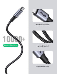 UGREEN USB-A 2.0 to USB-C Cable 2m - Durable, Braided, Black