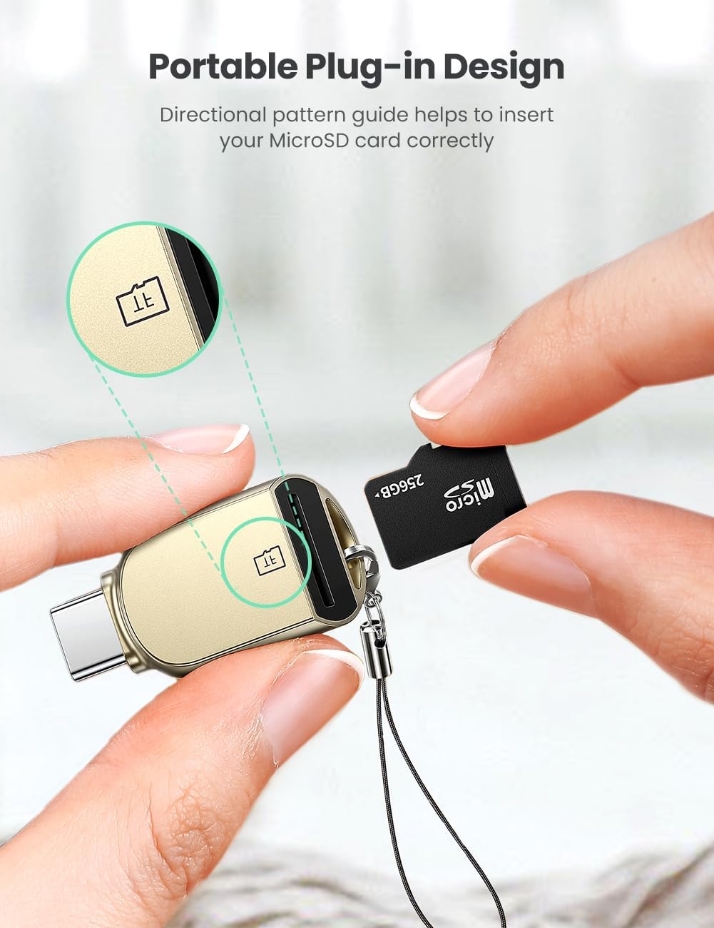 UGREEN USB-C Micro SD Card Reader – Zinc Alloy, 5Gbps, Keychain-Ready