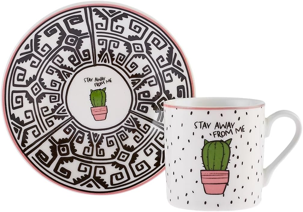 Karaca Cactus 6 Coffee Cups Set 80ml Modern Design Karaca Cactus 6 Coffee Cups Set 80ml Modern Design