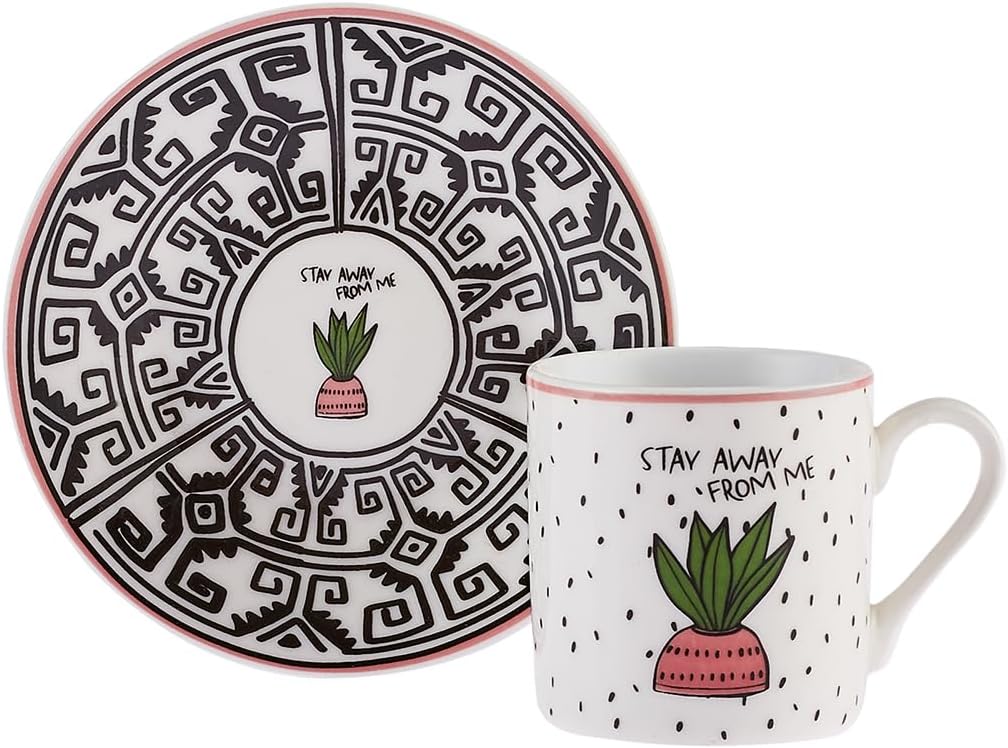 Karaca Cactus 6 Coffee Cups Set 80ml Modern Design Karaca Cactus 6 Coffee Cups Set 80ml Modern Design