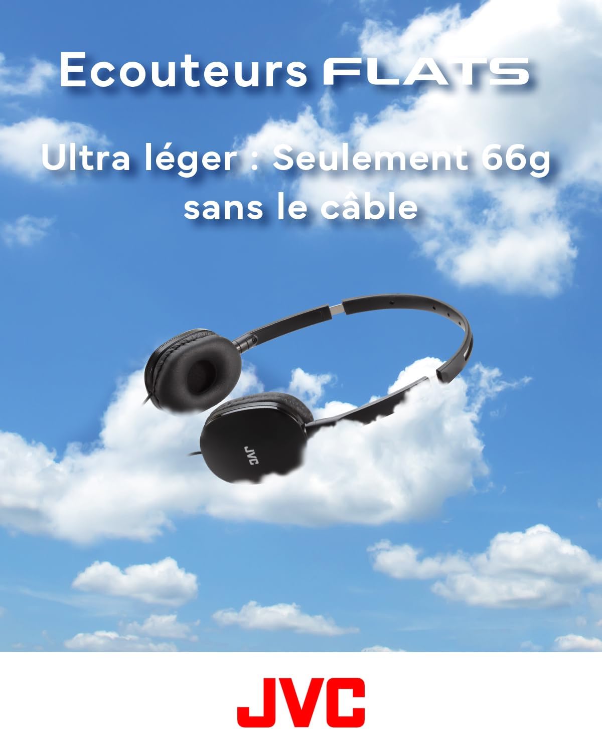 JVC Flats Lightweight Foldable On-Ear Headphones with Mic JVC Flats Lightweight Foldable On-Ear Headphones with Mic