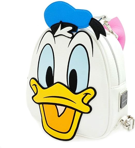 من فانكو Donald Duck Backpack Daisy Reversible Mini Backpack حقيبة من الجلد الصناعي مع تفاصيل مزخرفة