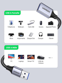 UGREEN كابل تمديد USB 3.0 ذكر إلى أنثى – عالي الأداء للألعاب