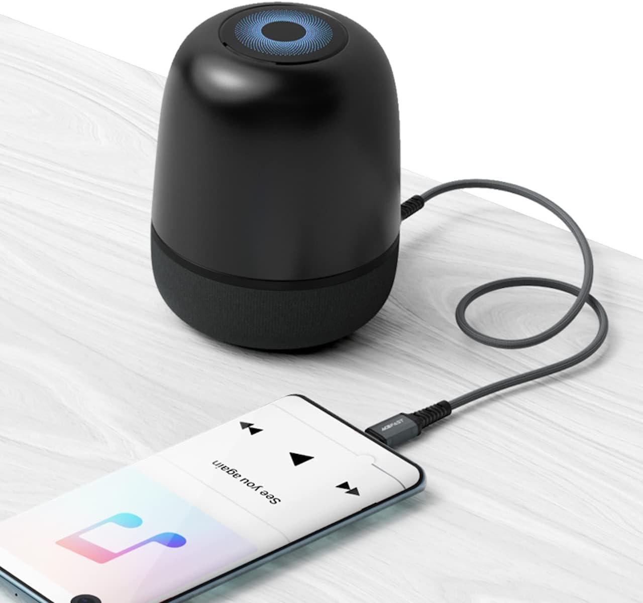 ACEFAST Lightning to 3.5mm Audio Cable - Hi-Fi Distortion-Free Sound for iPhone, iPad, iPod (1.2m/3.9ft) - Black C1-06