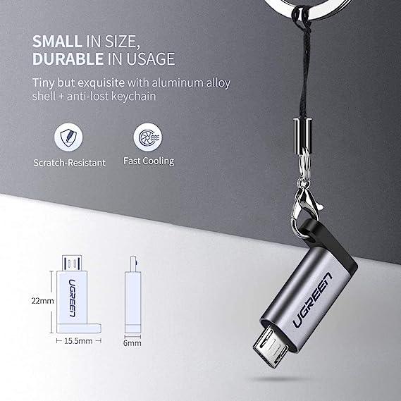 محول يوجرين USB-C إلى Micro USB (رمادي) - تحويل عالي السرعة محول يوجرين USB-C إلى Micro USB (رمادي) - تحويل عالي السرعة