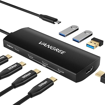 محول USB-C متعدد المنافذ مع HDMI 4K وشحن PD بسرعة 100 واط 