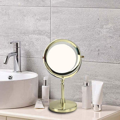 ARMN Delta LED Magnifying Stand Mirror - Gold