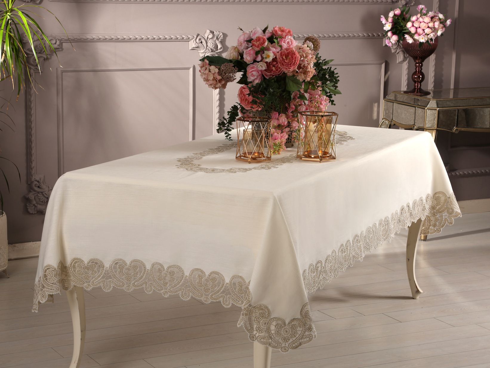 Daimon Home Almira Tablecloth 160×250 cm – Elegant Cream